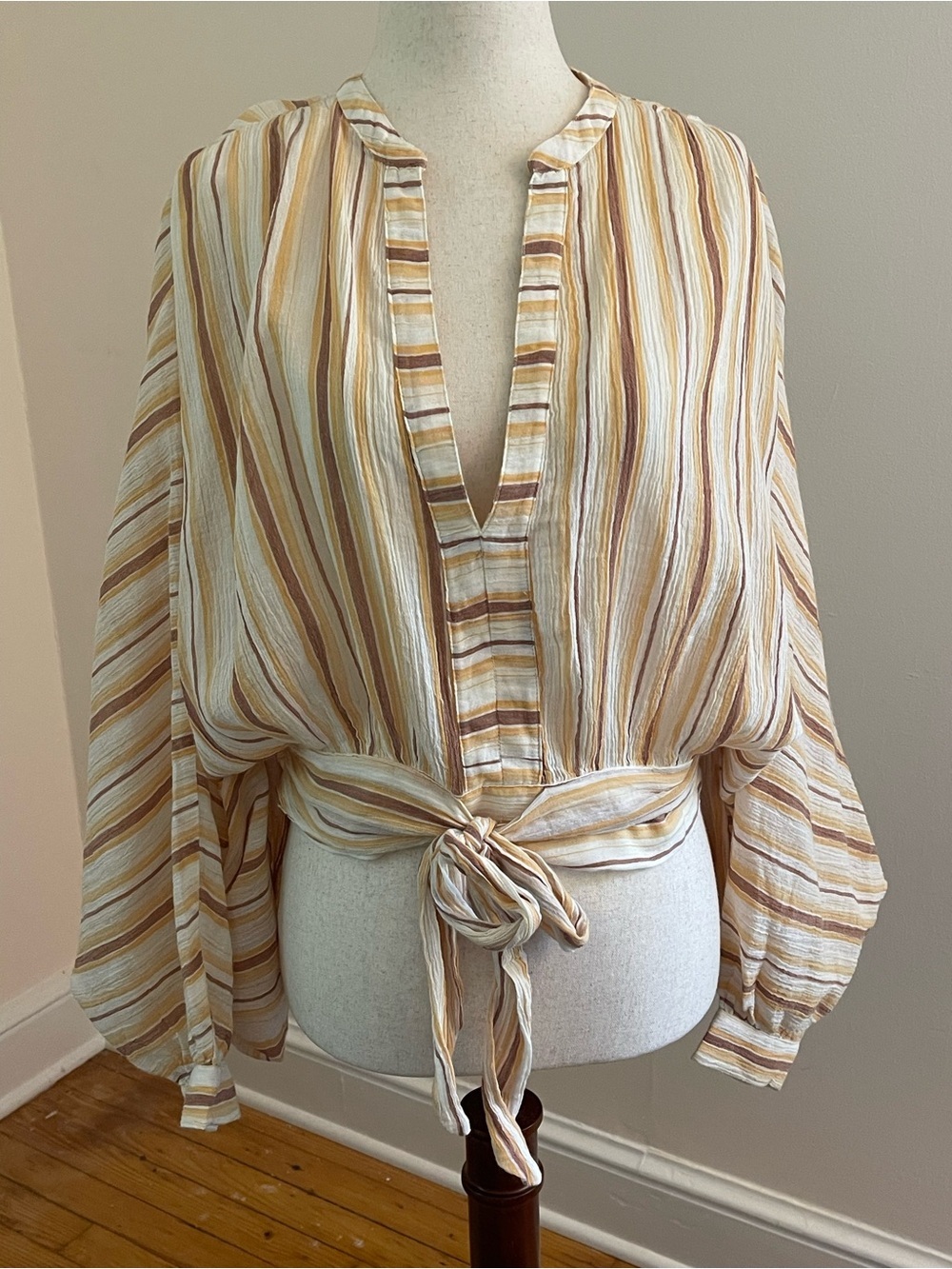 Anthropologie by Anthropologie 100% Cotton Gauze Tie-Front Blouse | NWT | Medium